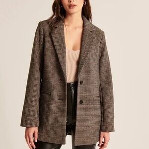 NWT Abercrombie & Fitch Women's Wool Blend Checkered Blazer